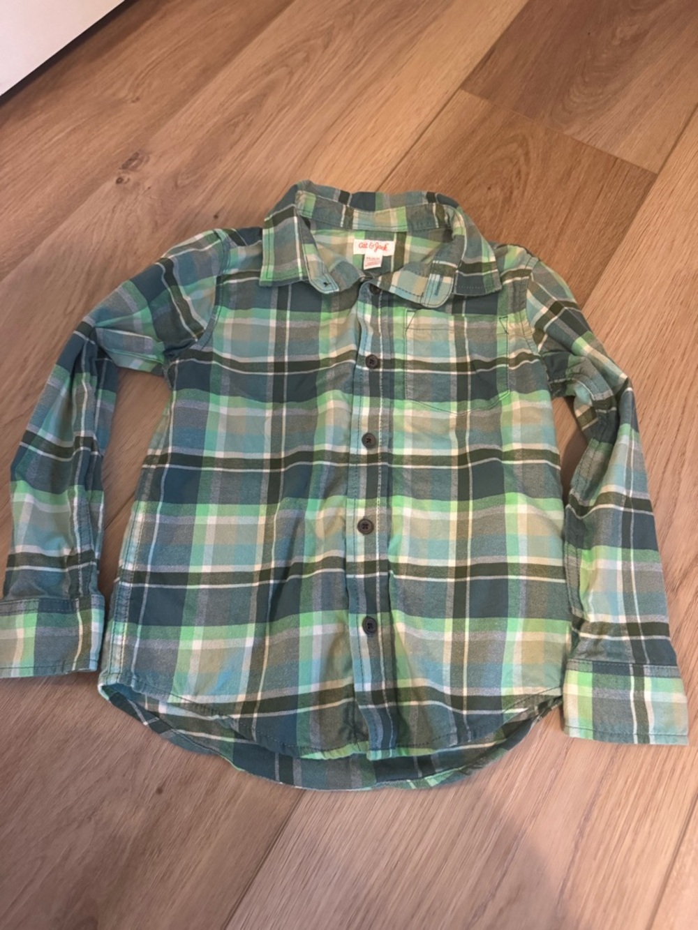 Cat & Jack Green Plaid Button-Up Shirt for Kids